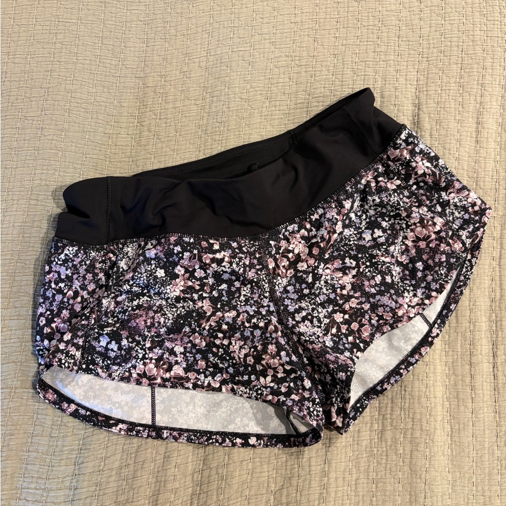 Lululemon Floral Black & Pink Performance Lounge Shorts